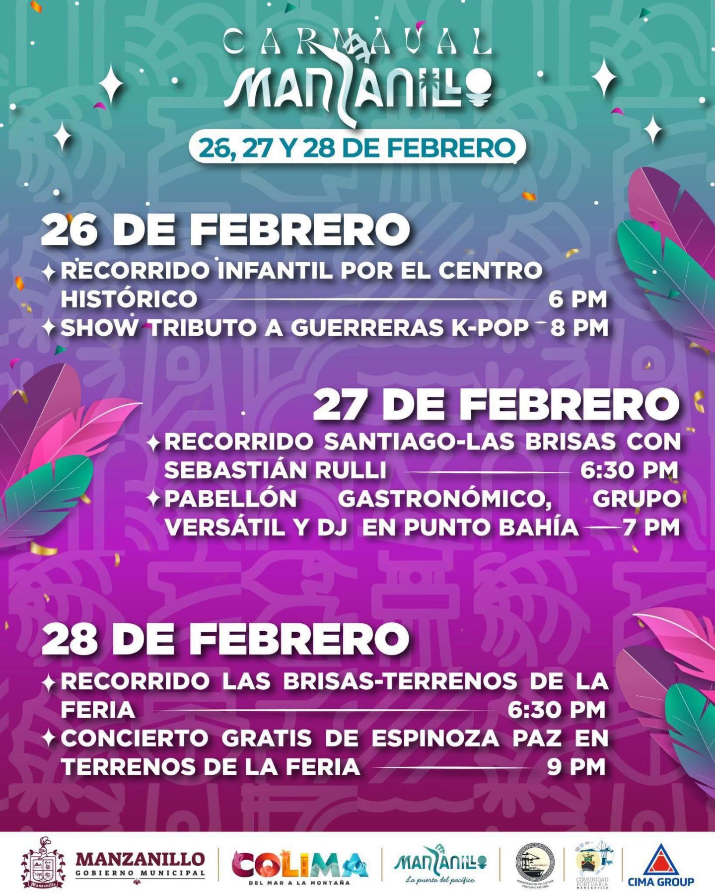 Programa completo Carnaval Manzanillo 2026