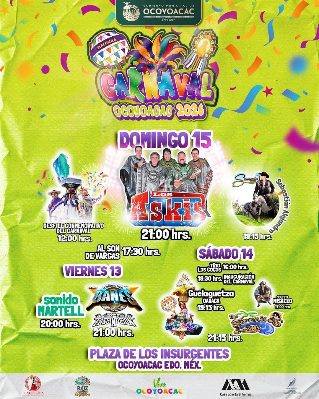 Cartelera Carnaval Ocoyoacac 2026