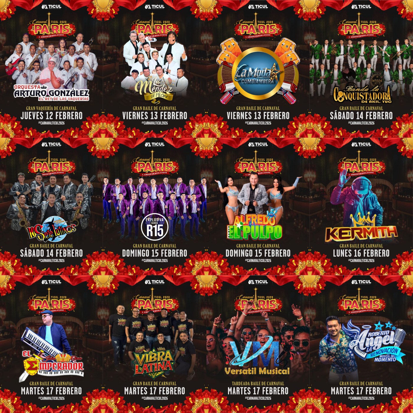 Cartelera Carnaval Ticul 2026