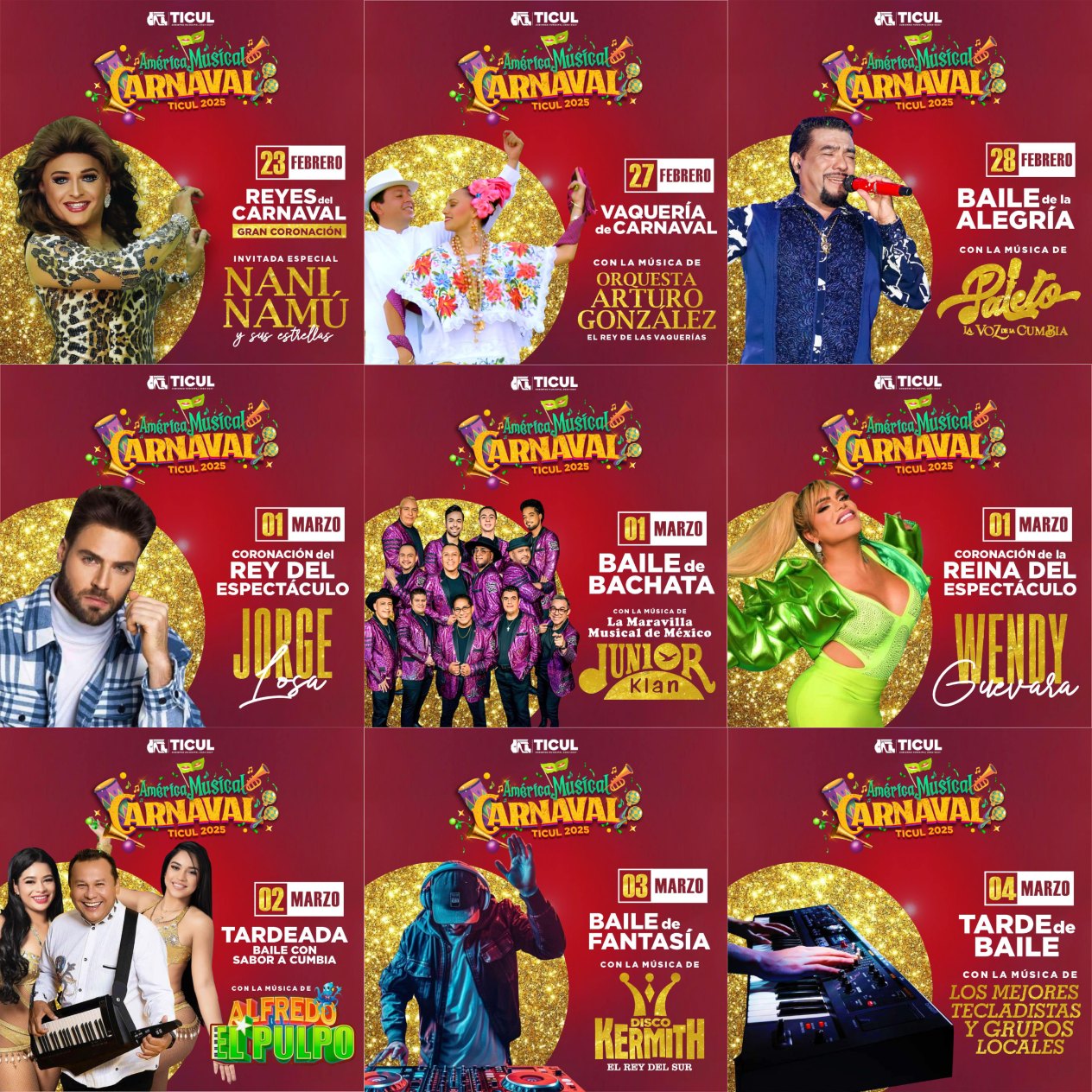 Cartelera Carnaval Ticul 2025