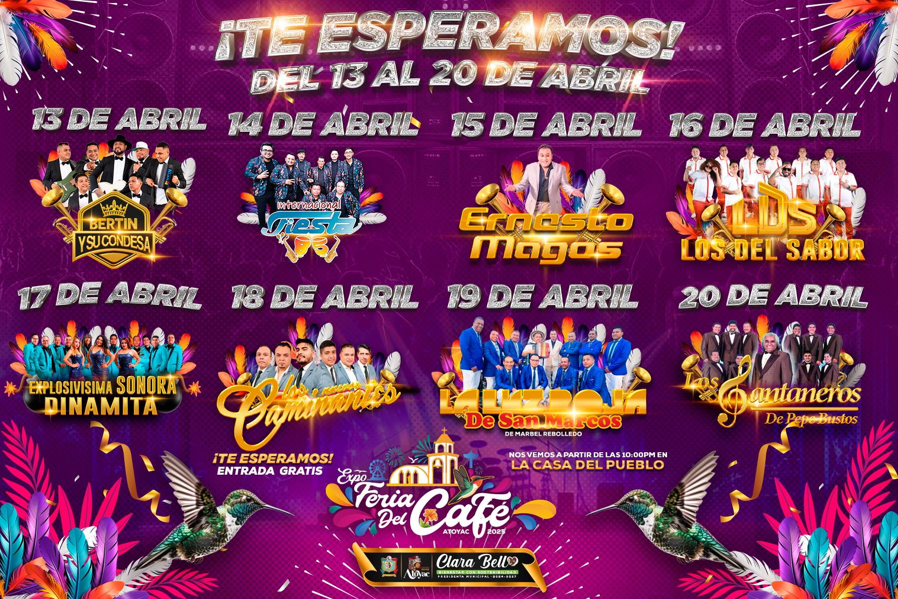 Cartelera artística Expo Feria del Café Atoyac 2025