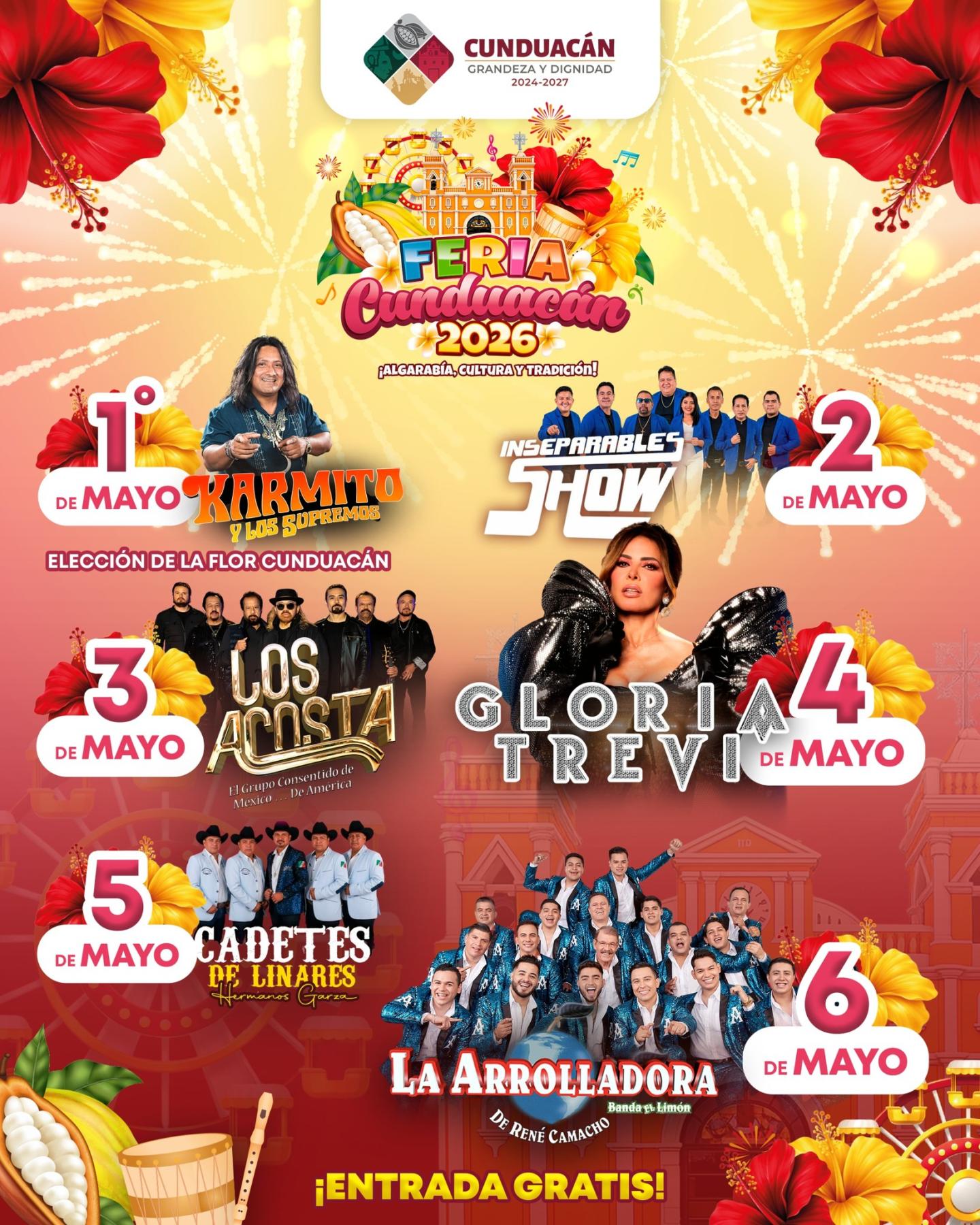 Cartelera artística Feria Cunduacán 2026