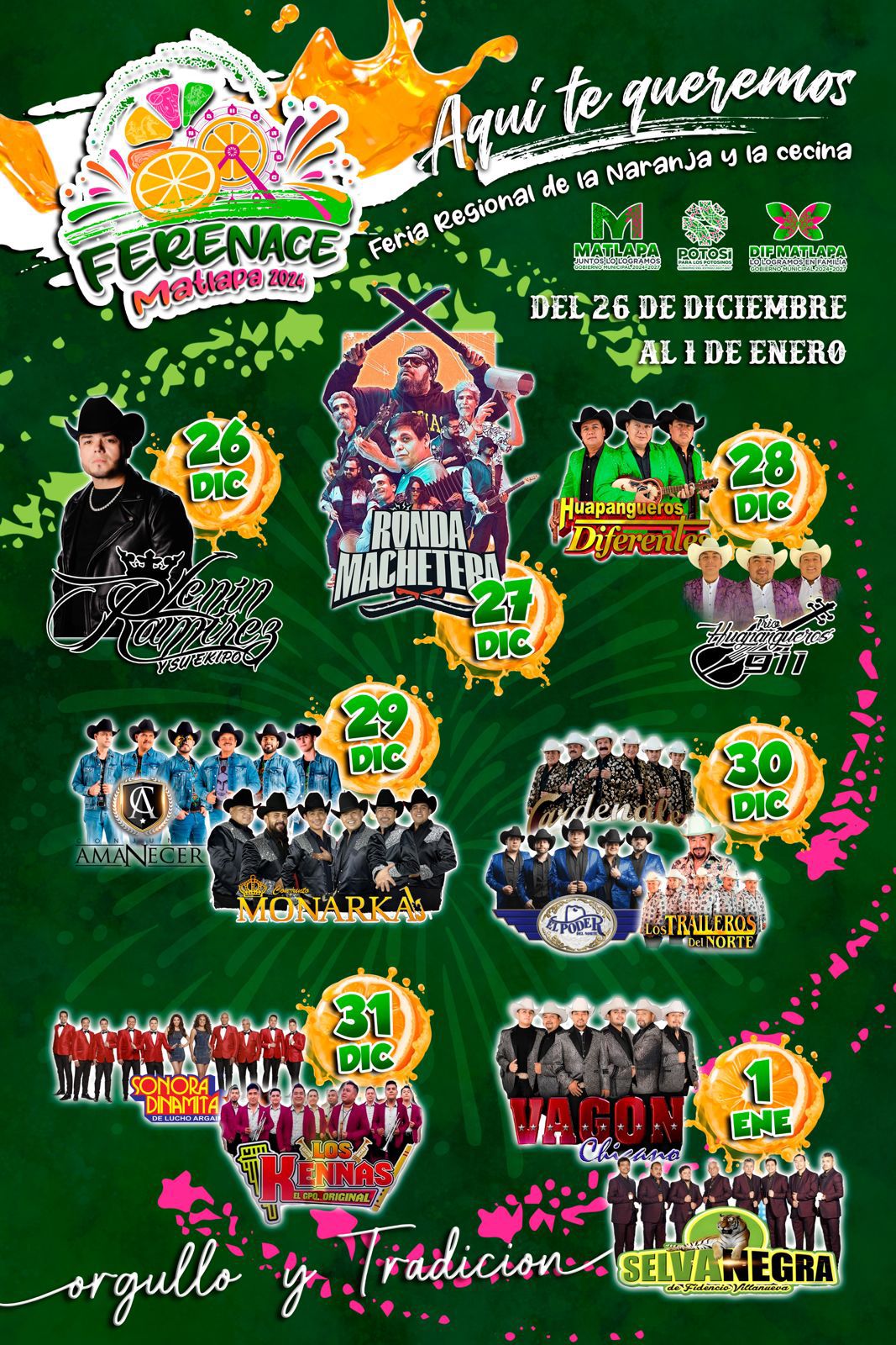 Cartelera estelar, Feria de la Naranja y la Cecina Matlapa 2024