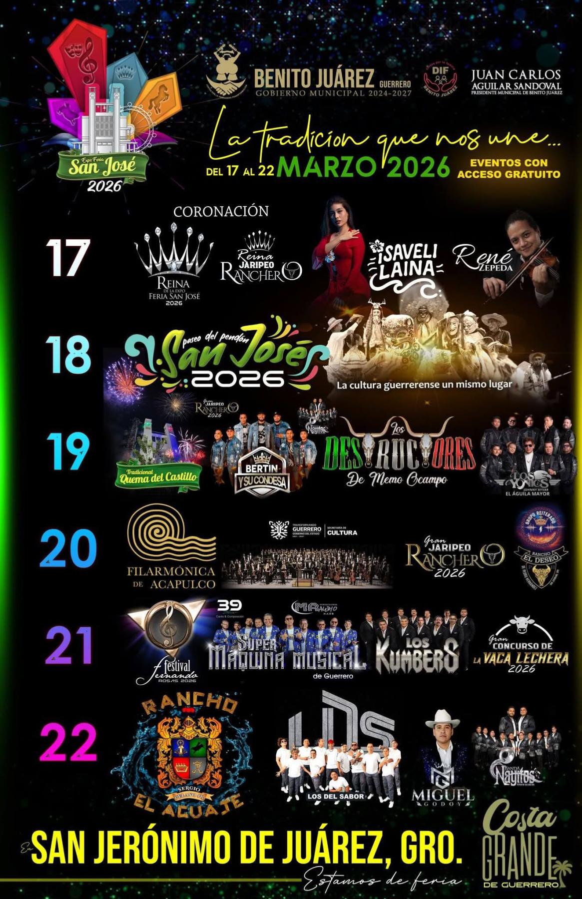 Cartelera estelar Feria San Jerónimo de Juárez 2026