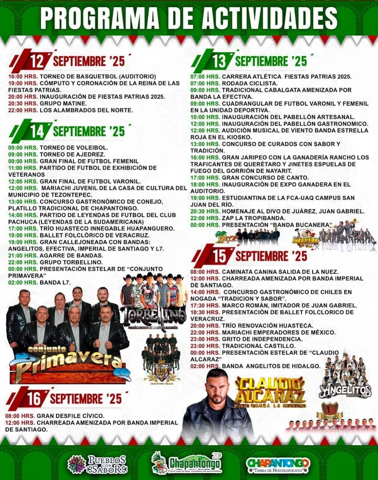 Programa Fiestas Patrias Chapantongo 2025