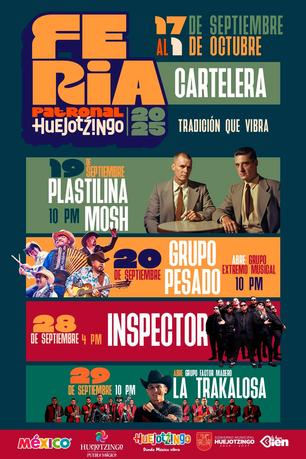 Cartelera estelar Feria Patronal Huejotzingo 2025 
