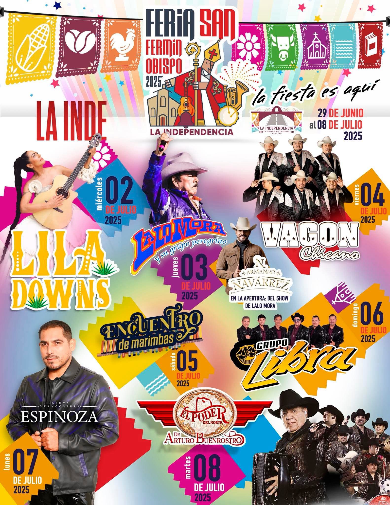 Cartelera estelar Feria San Fermín La Independencia 2025