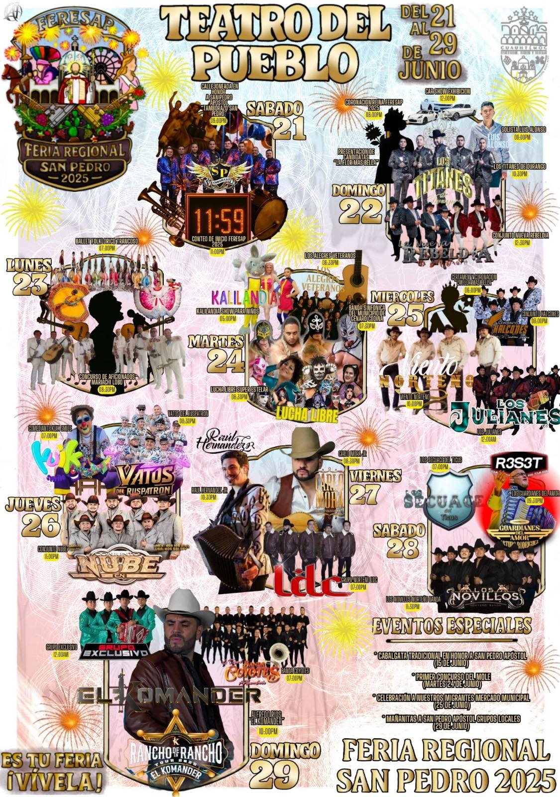 Elenco Feria Regional de San Pedro Cuauhtémoc 2025