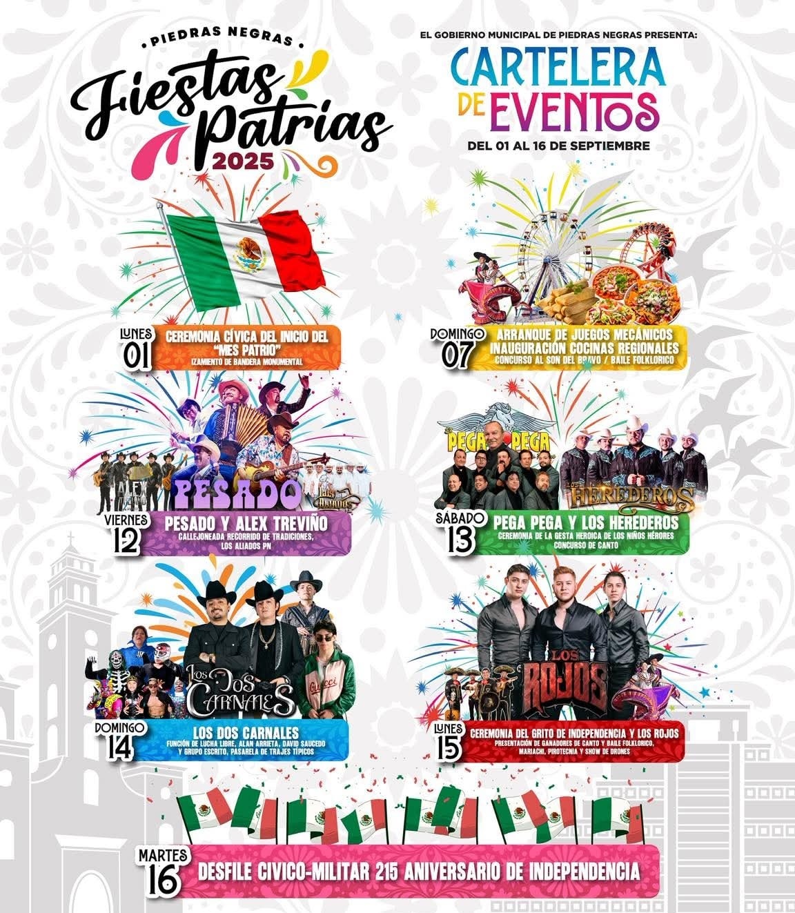 Elenco Fiestas Patrias Piedras Negras 2025