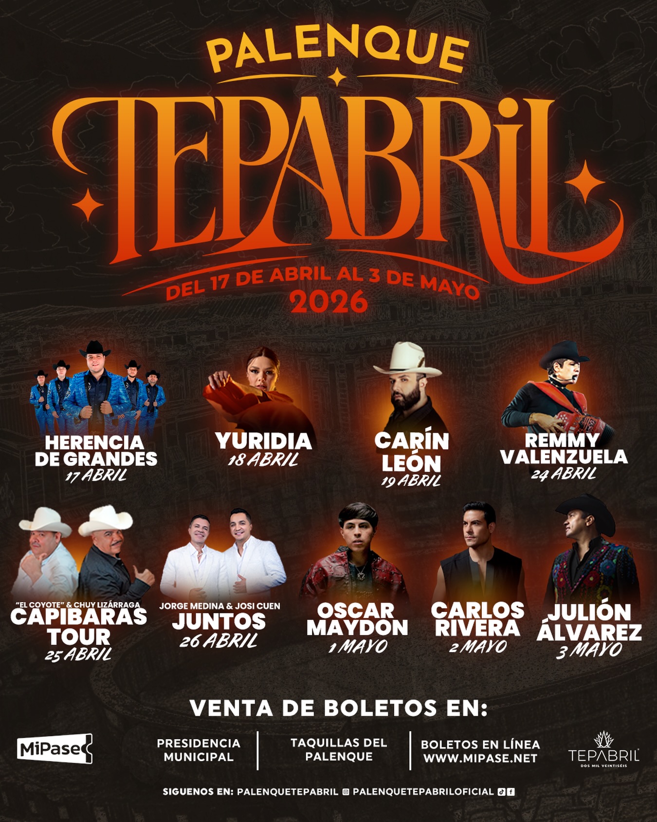 Cartelera Palenque Tepabril 2026