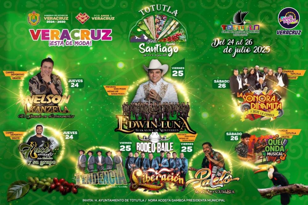 Cartelera estelar Feria Patronal Totutla 2025