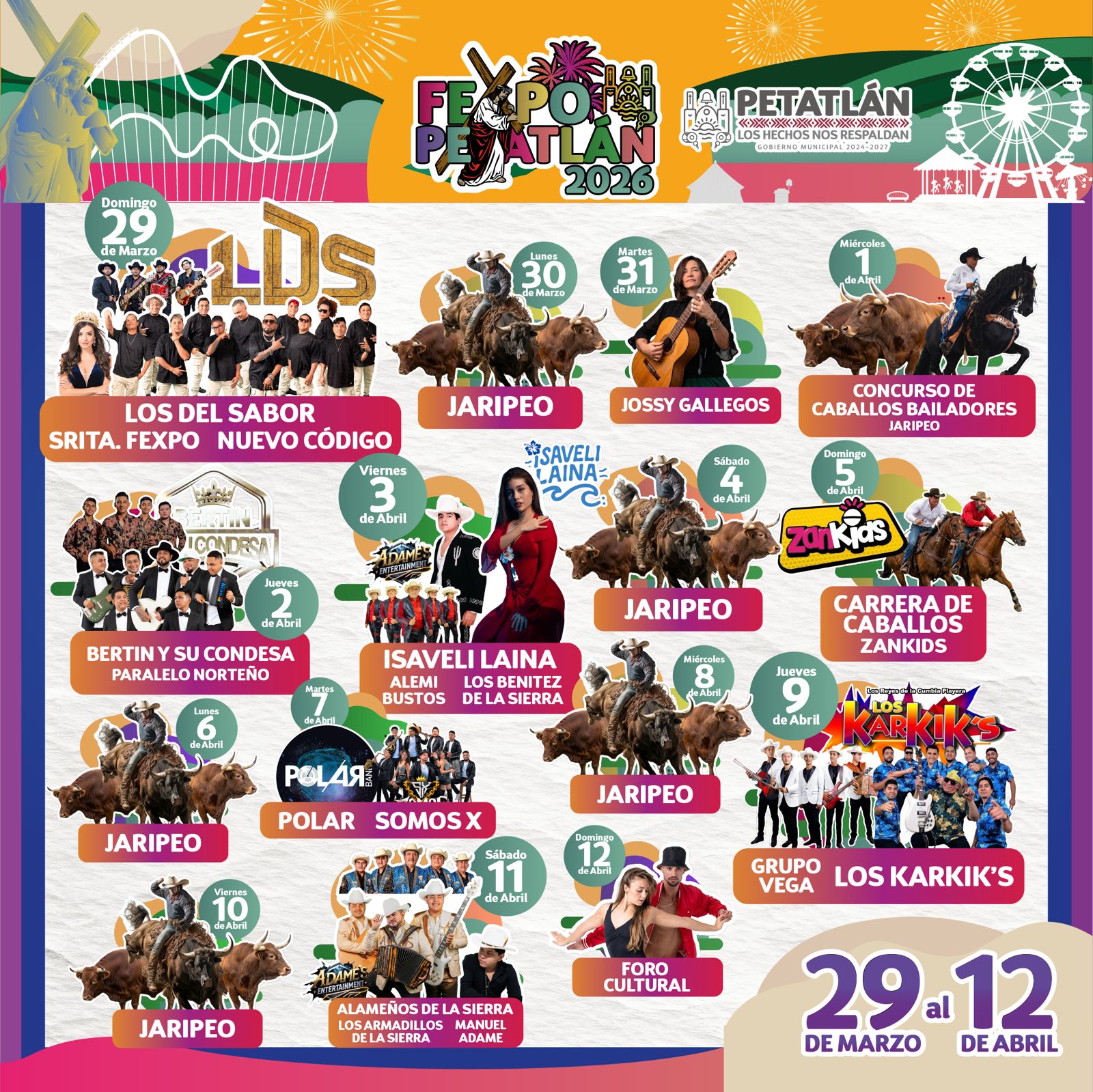 Cartelera artística Expo Feria Petatlán 2026