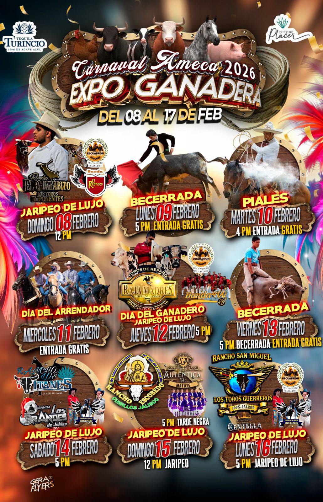 Cartelera Expo Ganadera Carnaval Ameca 2026