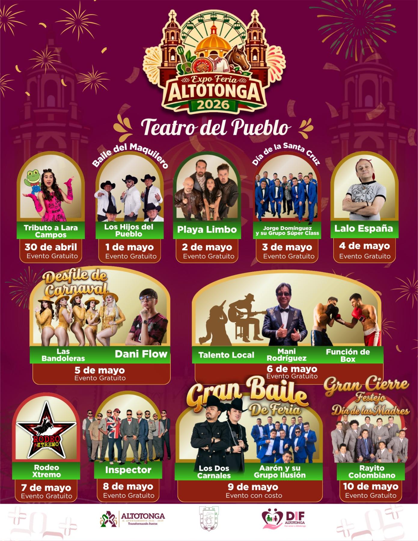 Cartelera Artística Expo Feria Altotonga 2026