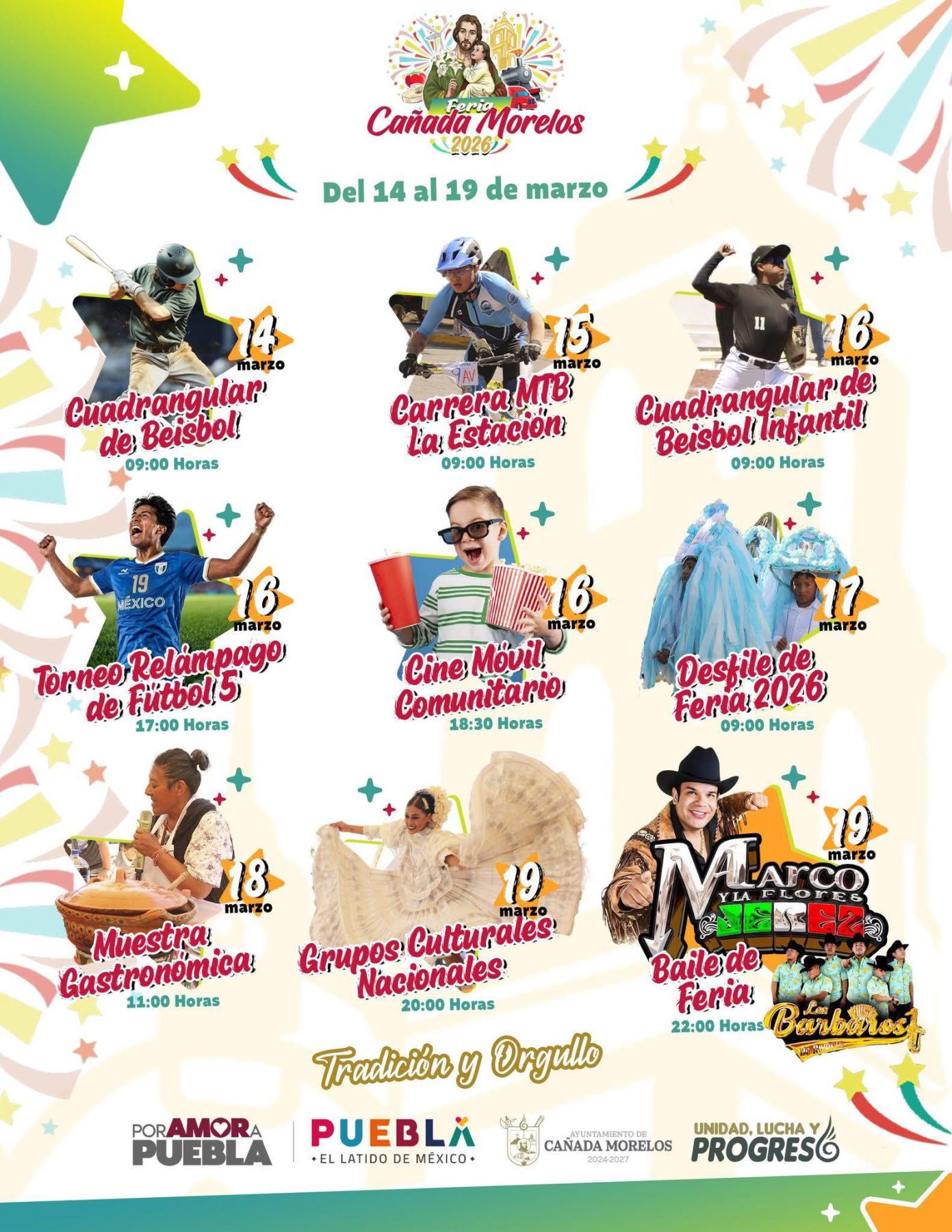 Cartelera Feria Cañada Morelos 2026