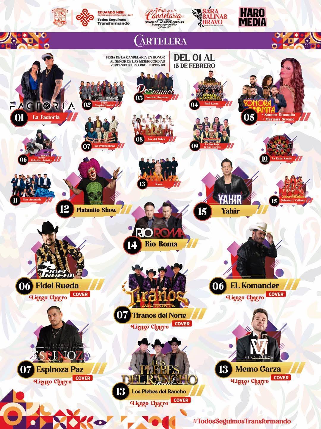Cartelera estelar Feria de la Candelaria Zumpango del Río 2026