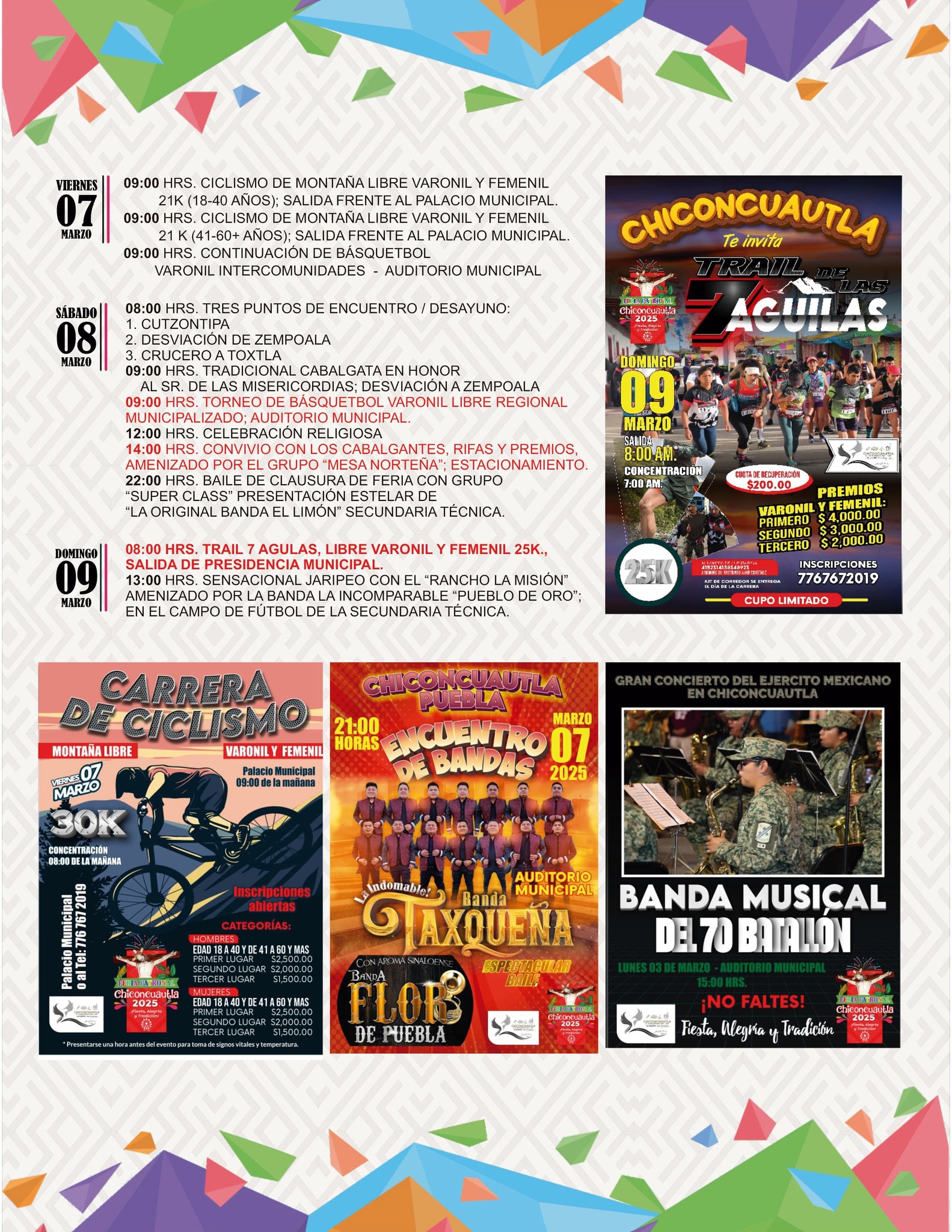 Programa Feria Patronal Chiconcuautla 2025