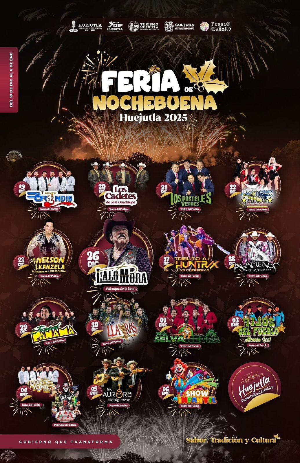 Cartelera estelar Feria de Nochebuena Huejutla 2025