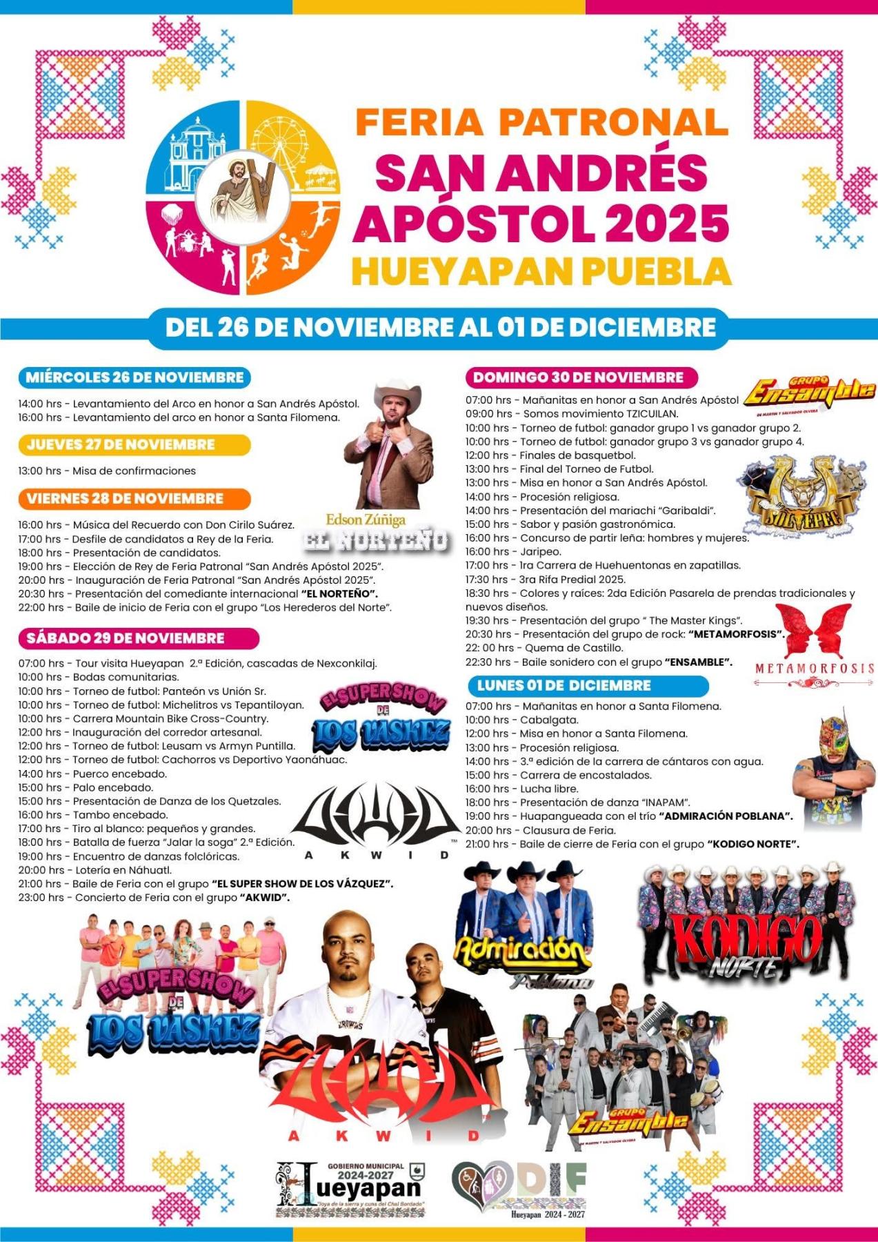 Programa Feria Patronal San Andrés Hueyapan 2025