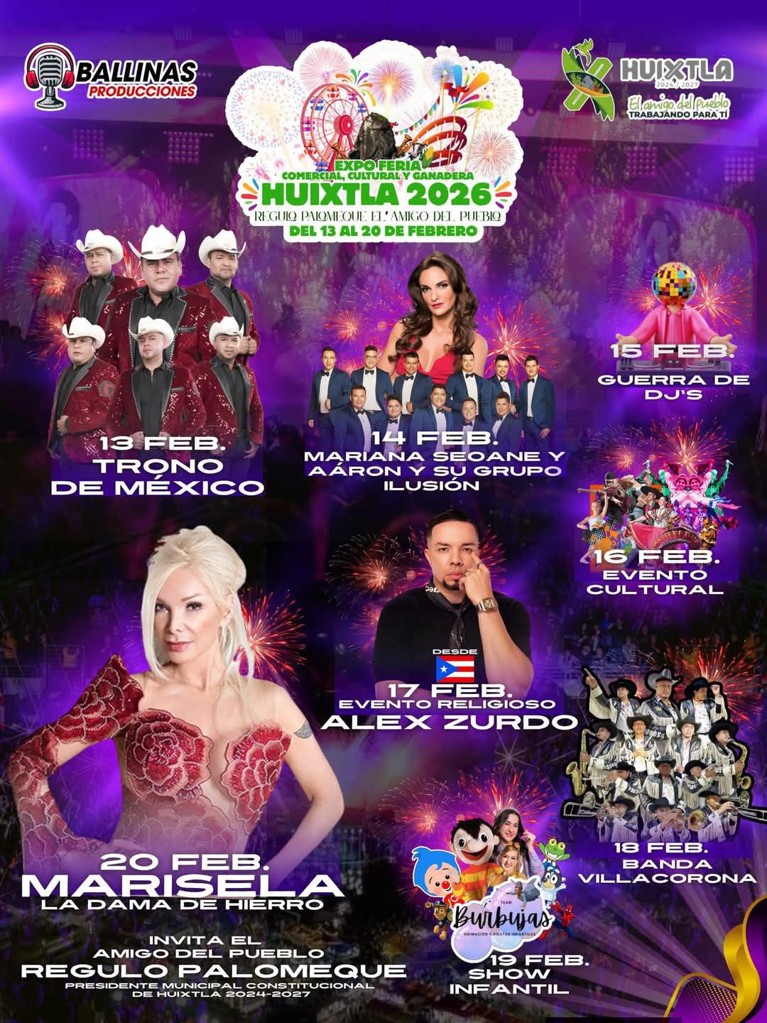 Cartelera artística Feria Huixtla 2026