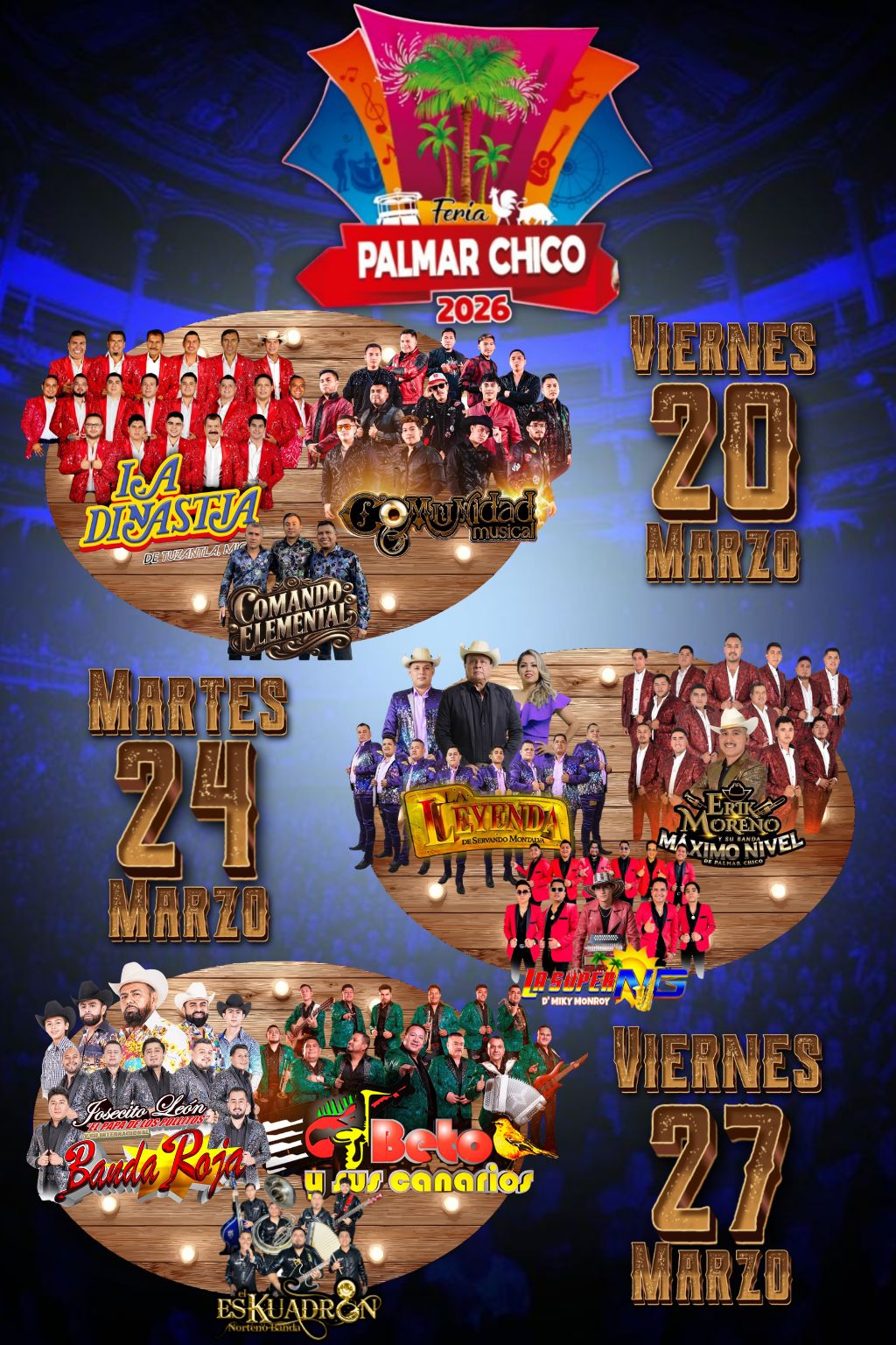 Cartelera estelar Feria Palmar Chico 2026