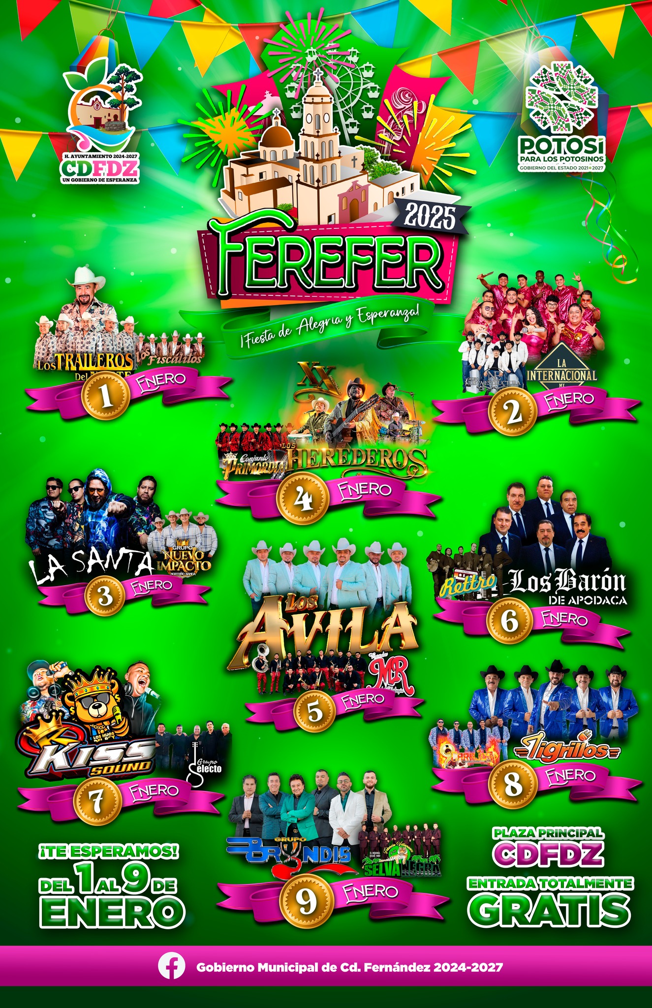Cartelera artística Feria Regional de Ciudad Fernández 2025