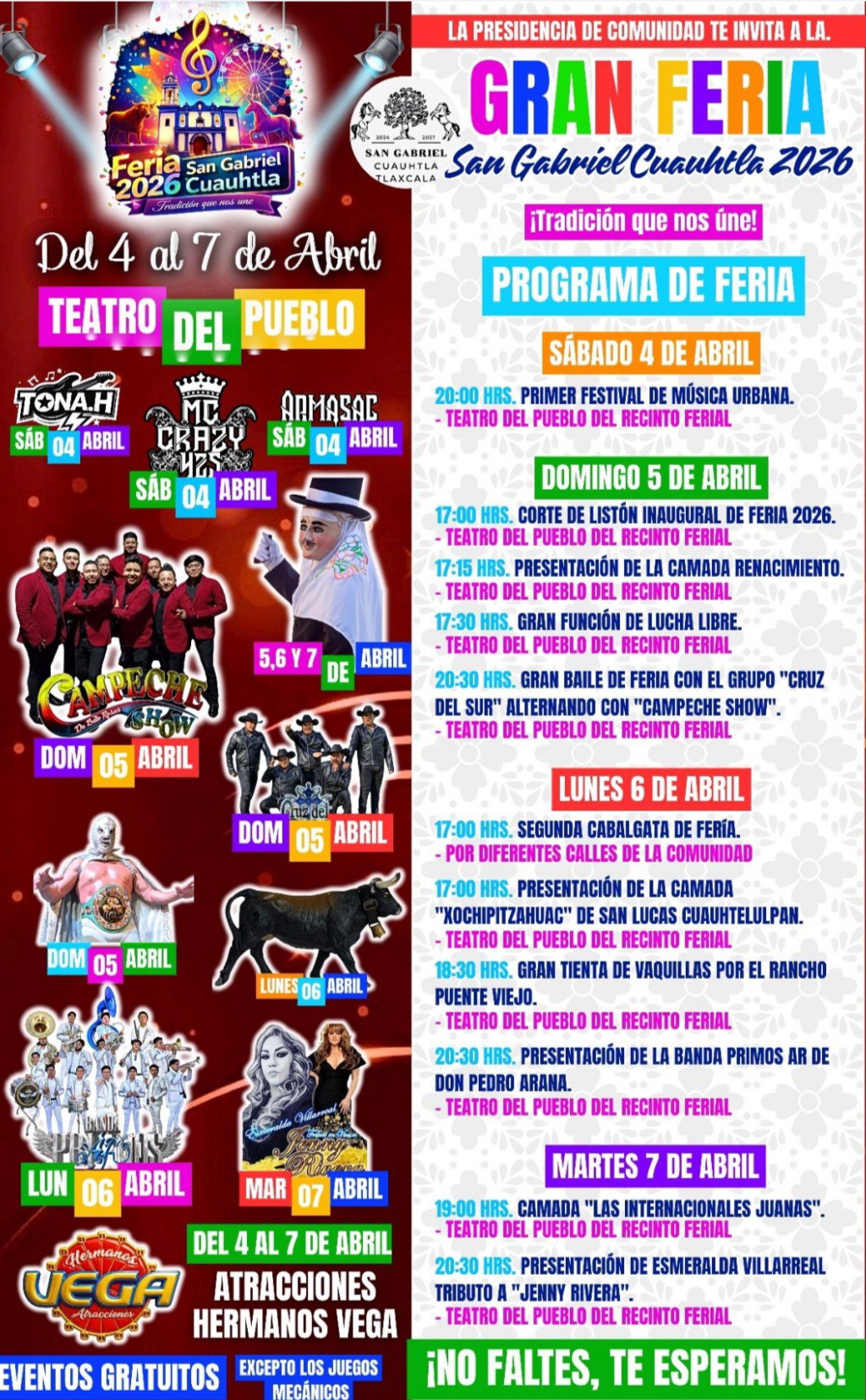 Programa Feria San Gabriel Cuauhtla 2026