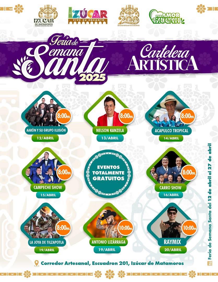 Cartelera artística Feria de Semana Santa Izúcar 2025
