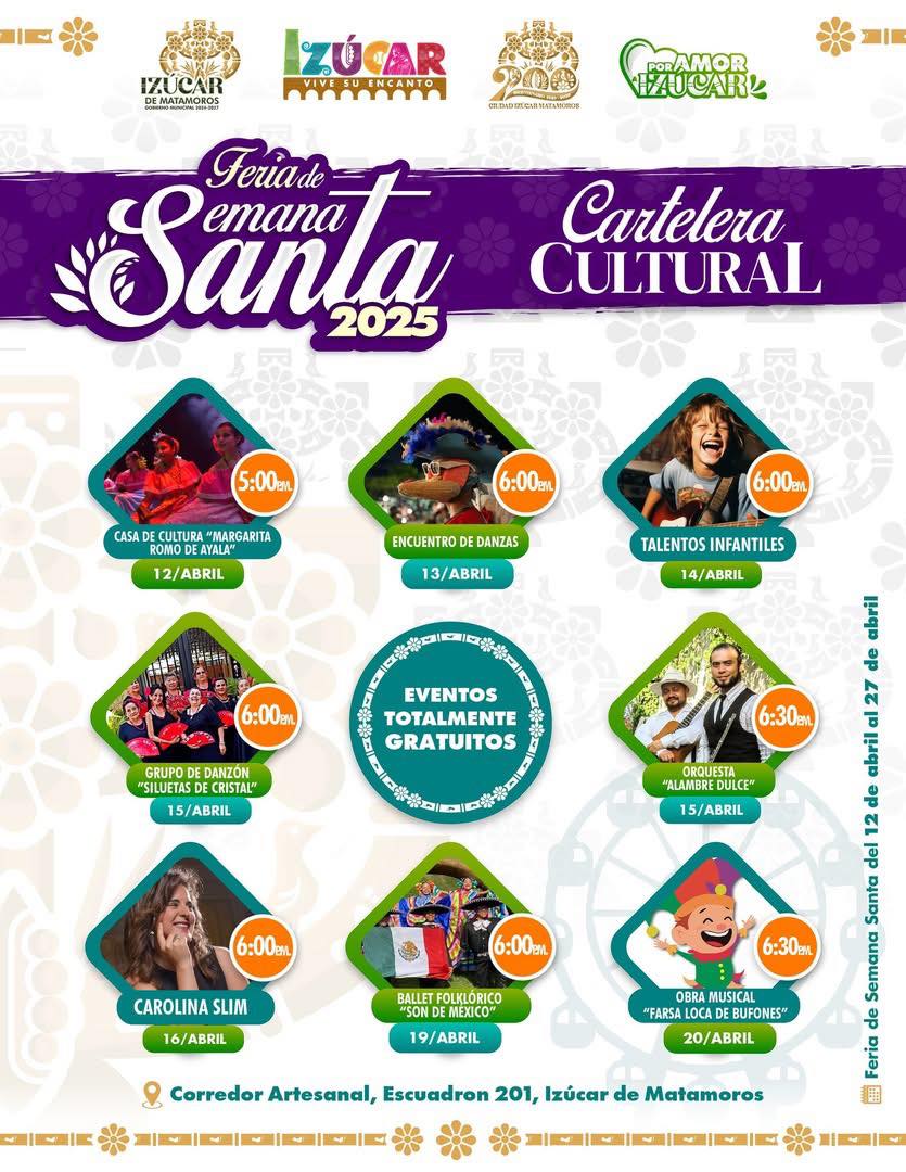 Cartelera cultural Feria de Semana Santa Izúcar 2025