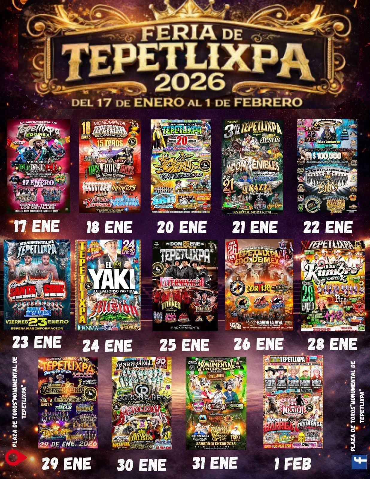 Cartelera estelar Feria Tepetlixpa 2026