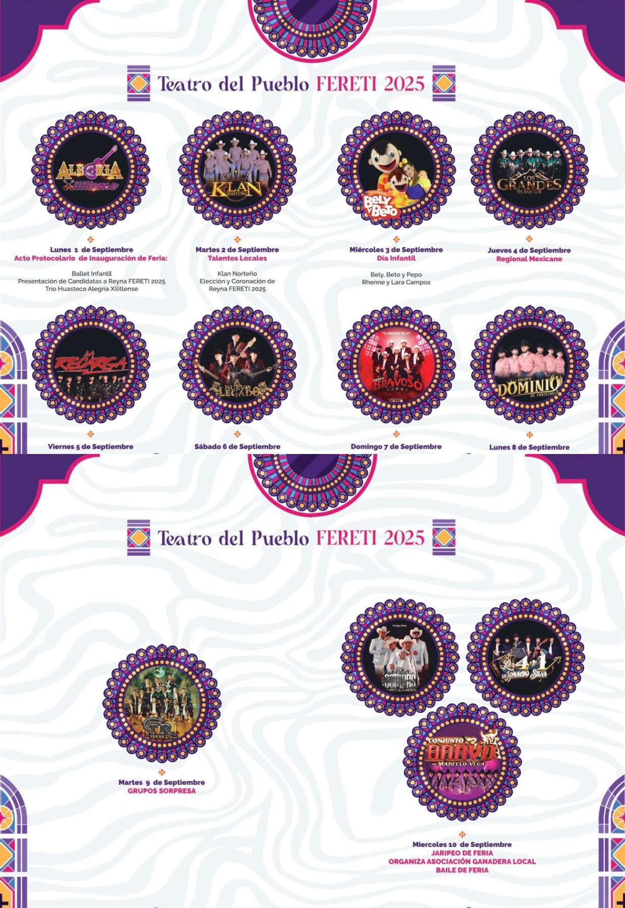 Cartelera artística - Feria Regional Tierranueva 2025