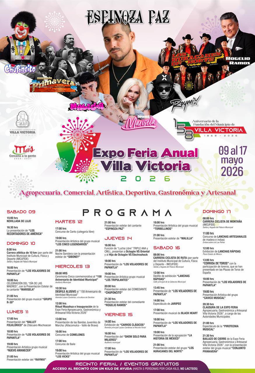 Cartelera artística Expo Feria Anual Villa Victoria 2026