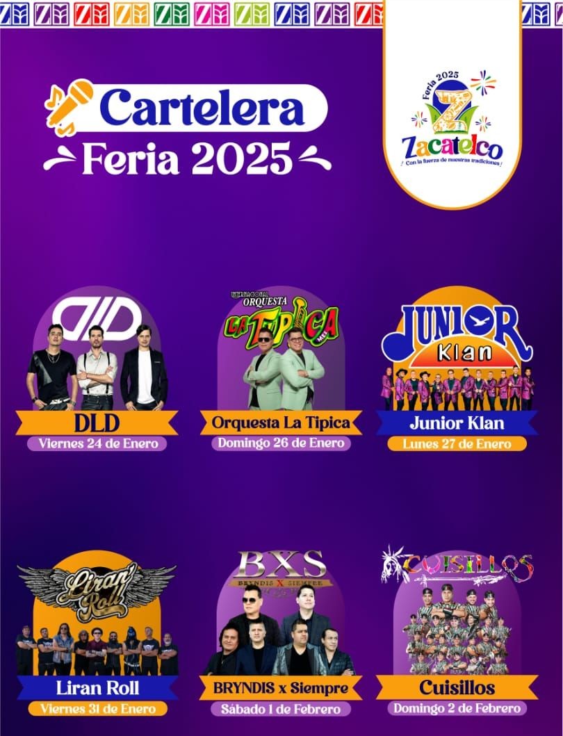 Cartelera artística Feria de Santa Inés Zacatelco 2025