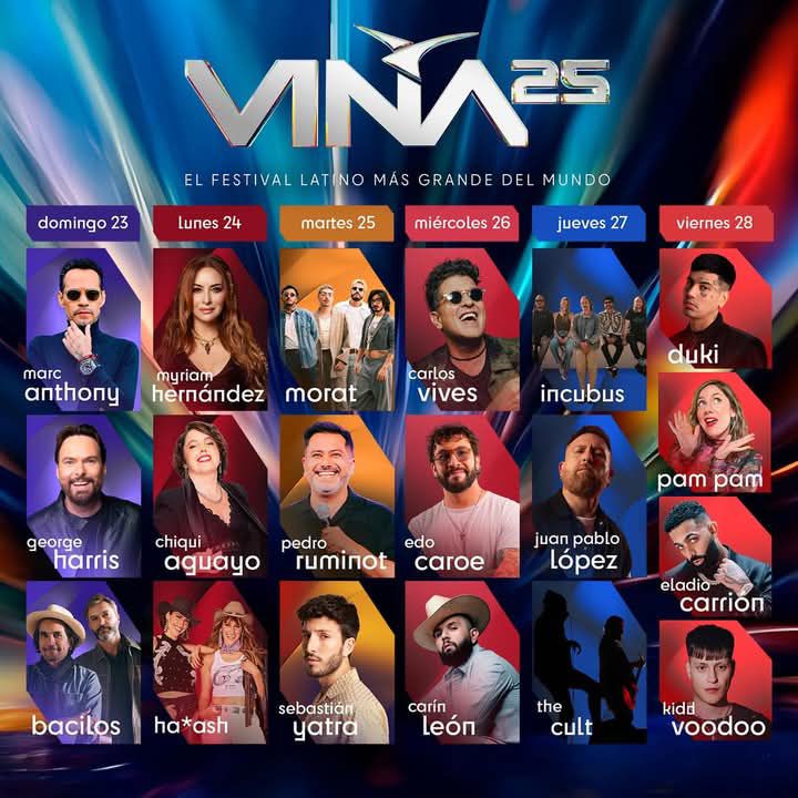 Parrilla del Festival de Viña 2025