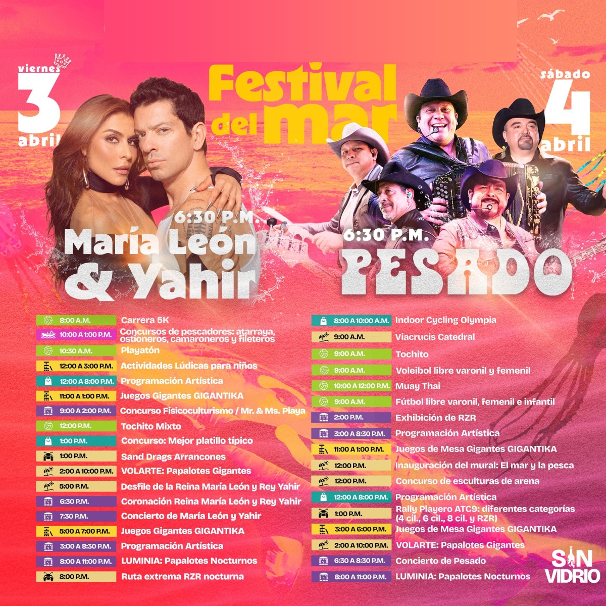 Cartelera Artística Festival del Mar Playa Bagdad Matamoros 2026