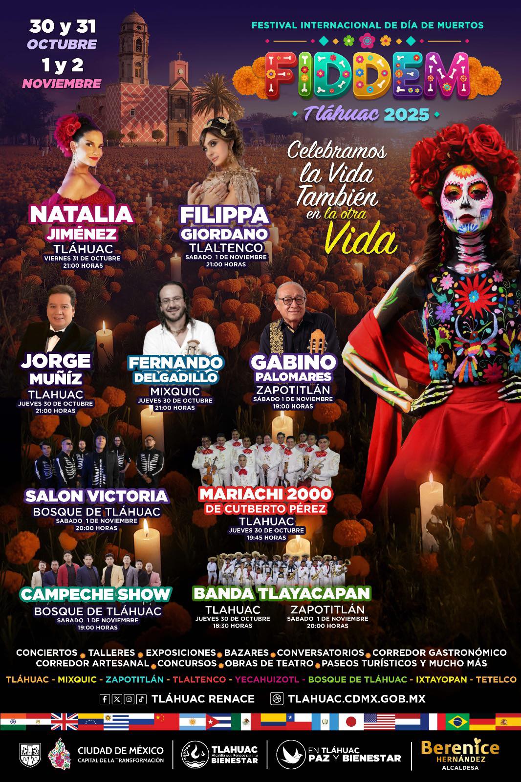 Elenco estelar Festival Internacional de Día de Muertos Tláhuac 2025