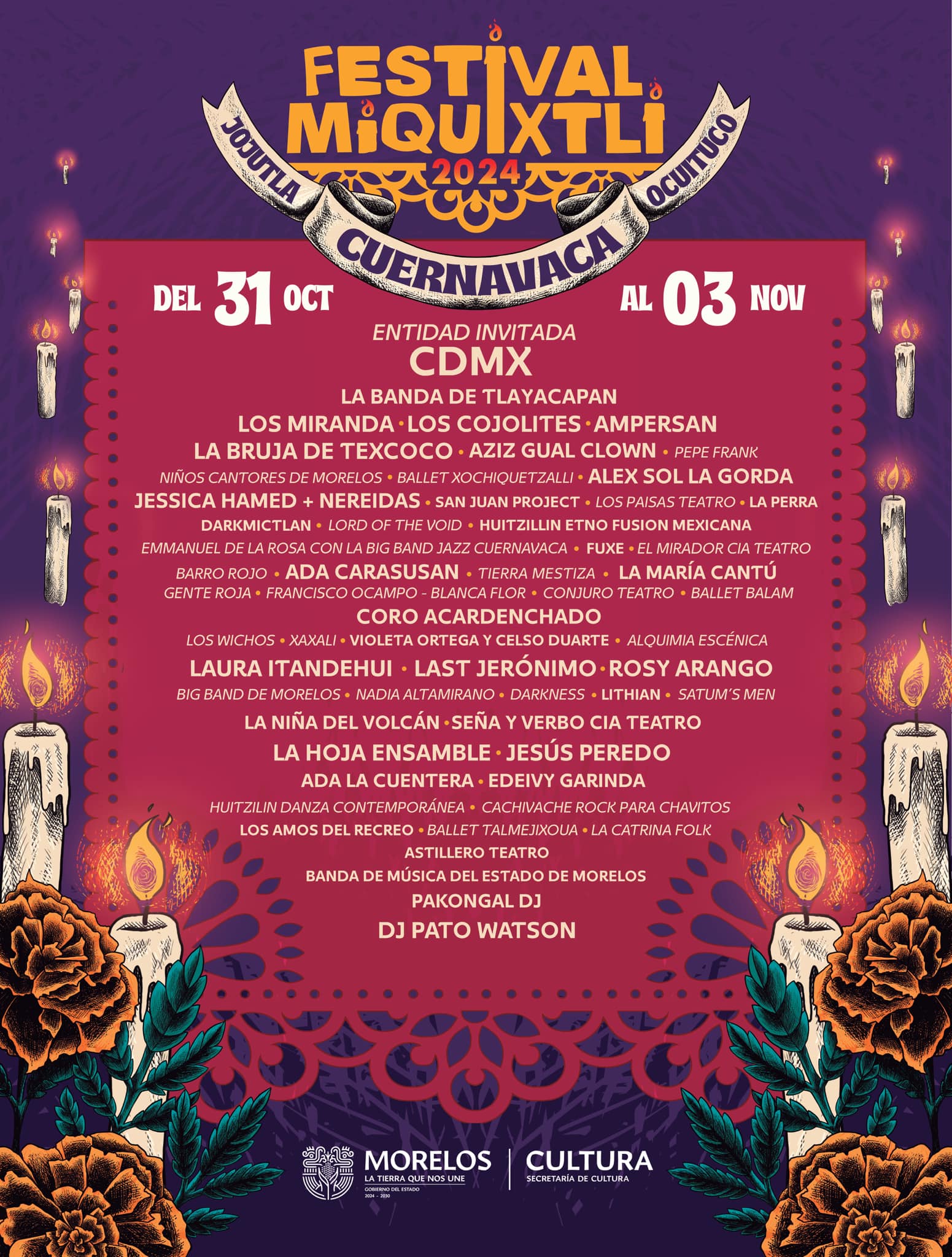 Cartelera del Festival Miquixtli 2024