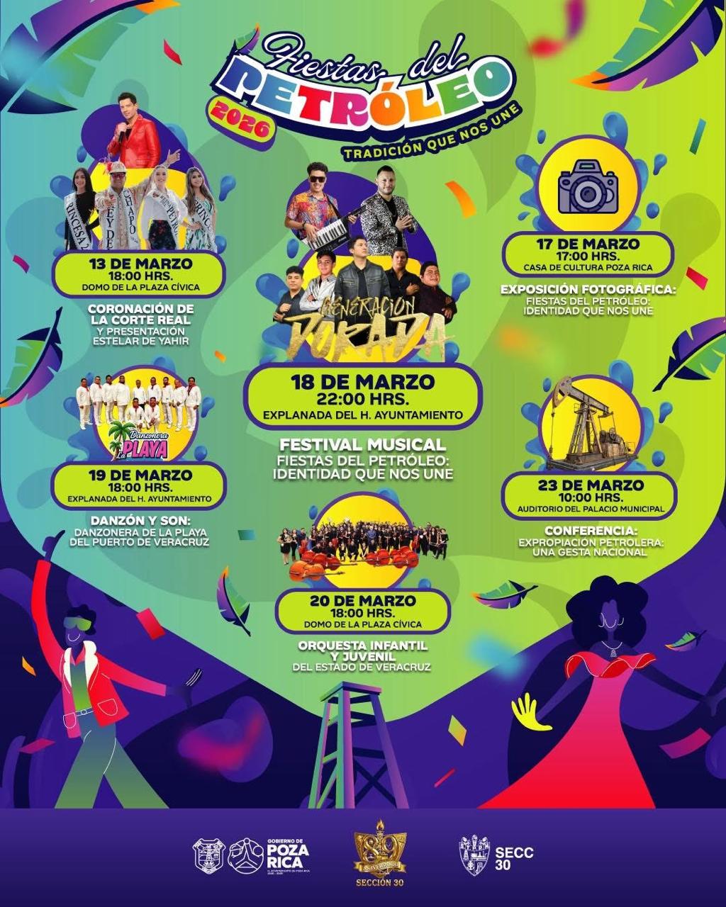 Programa Fiestas del Petróleo Retro Poza Rica 2026