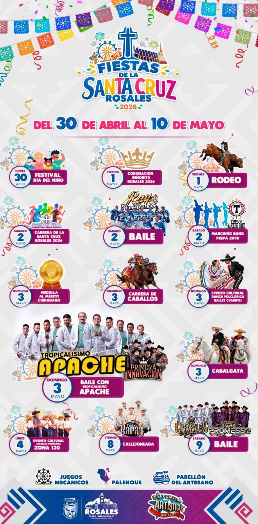 Cartelera Fiestas de la Santa Cruz Rosales 2026