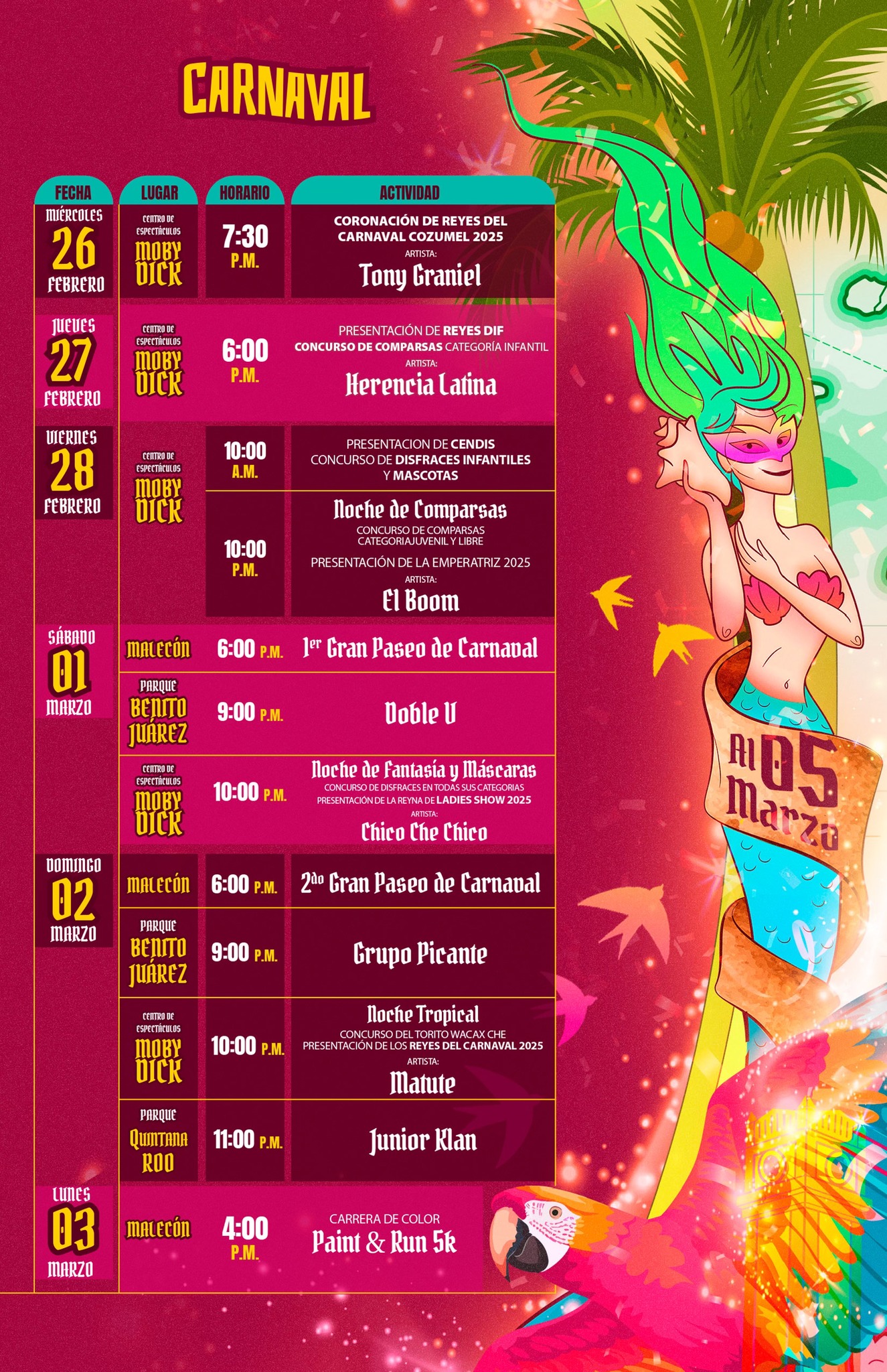 Programa Carnaval Cozumel 2025