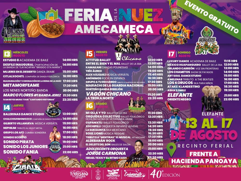 Programa y cartelera - Feria de la Nuez Amecameca 2025
