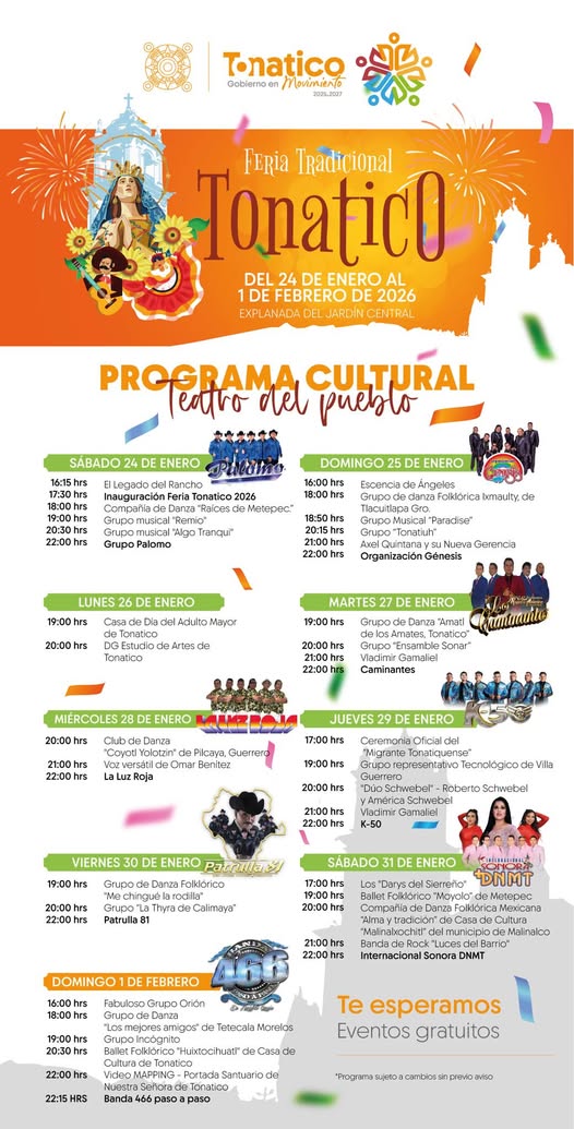 Programa completo Feria Tonatico 2026