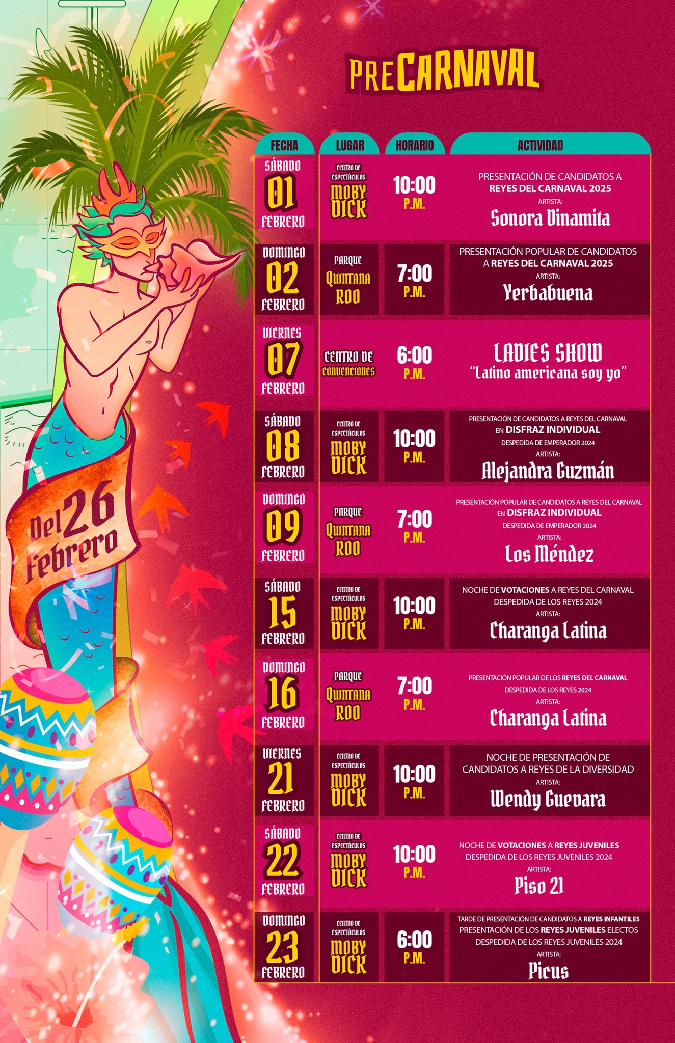 Programa Precarnaval Cozumel 2025
