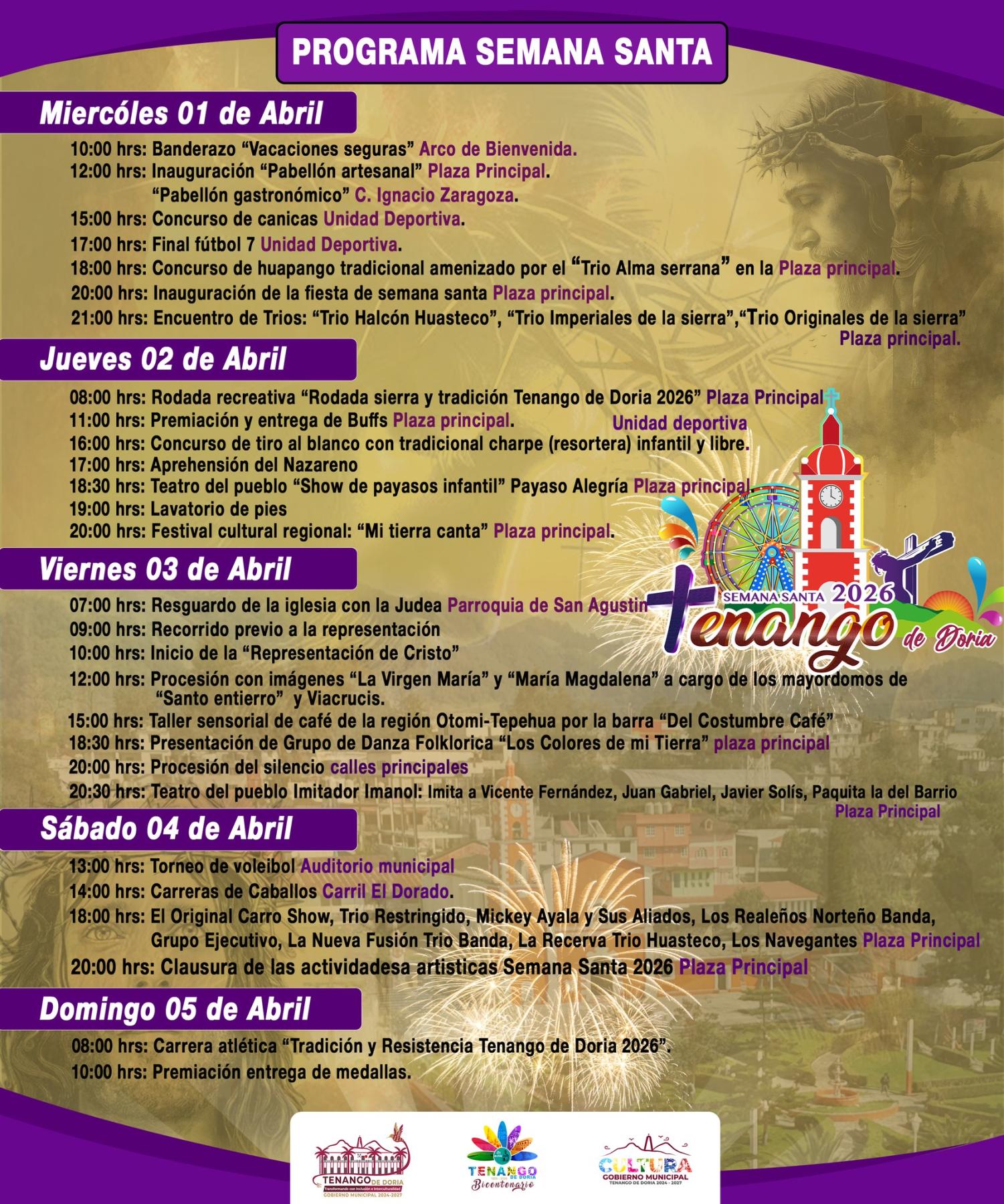 Programa Semana Santa Tenango de Doria 2026