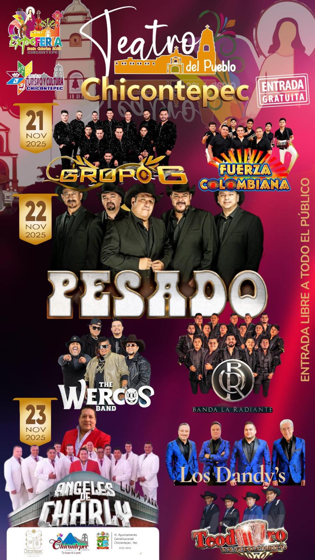 Cartelera artística Expo Feria Santa Catarina Chicontepec 2025