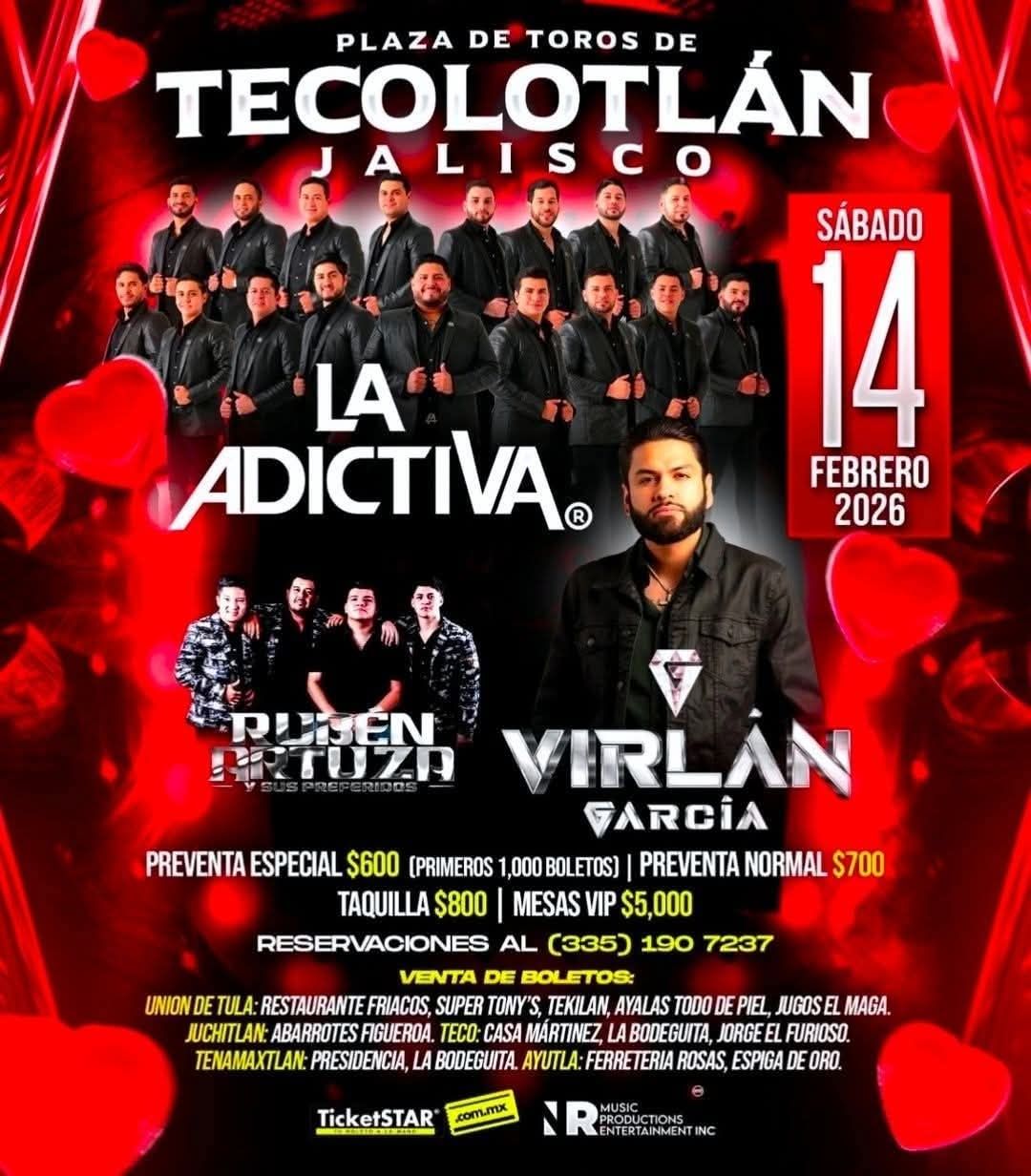 Banda La Adictiva y Virlán García en el Carnaval Tecolotlán 2026