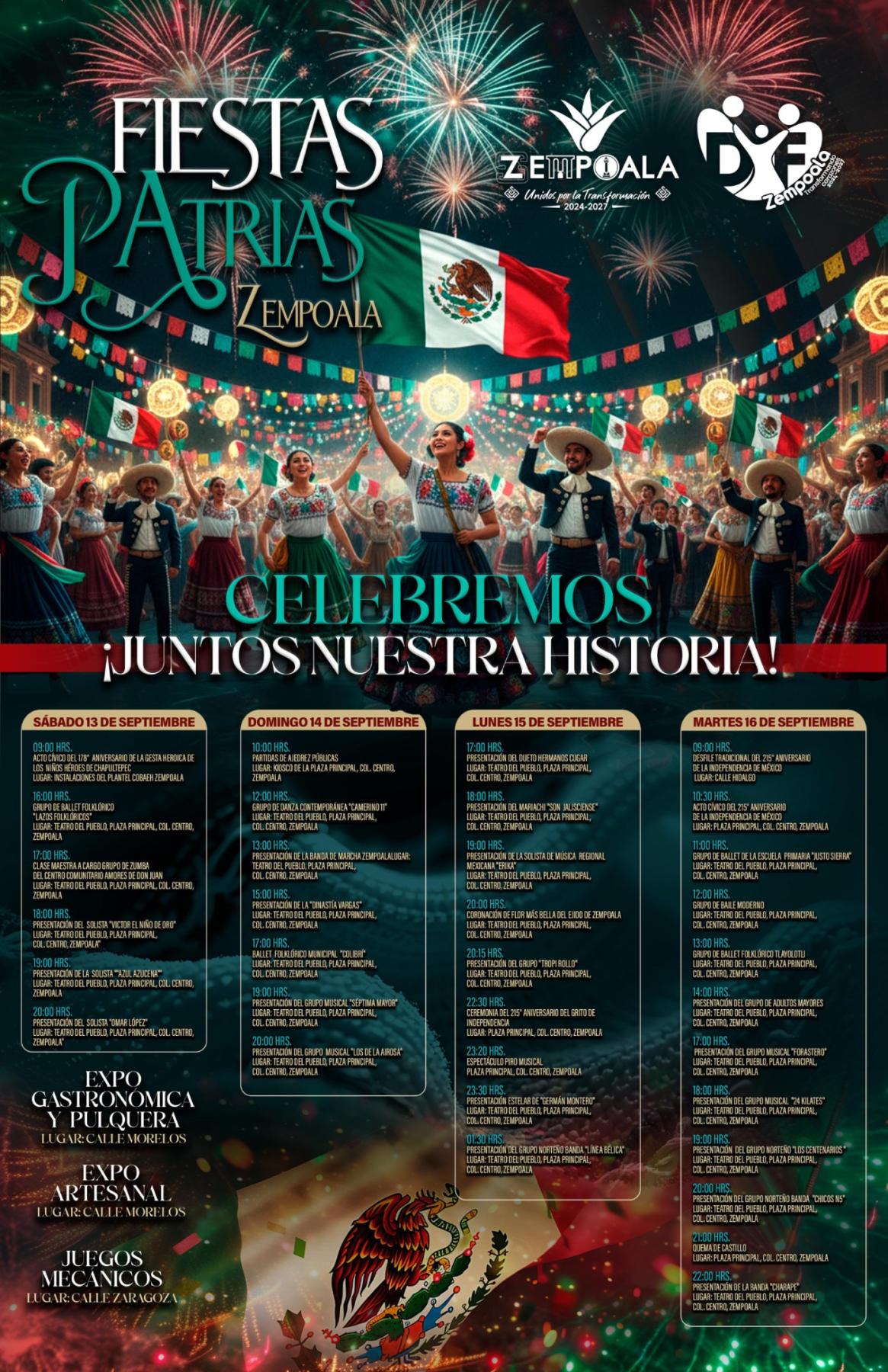 Programa completo Fiestas Patrias Zempoala 2025